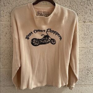 West Coast Choppers Beige Thermal Knit Long-sleeve SZ M